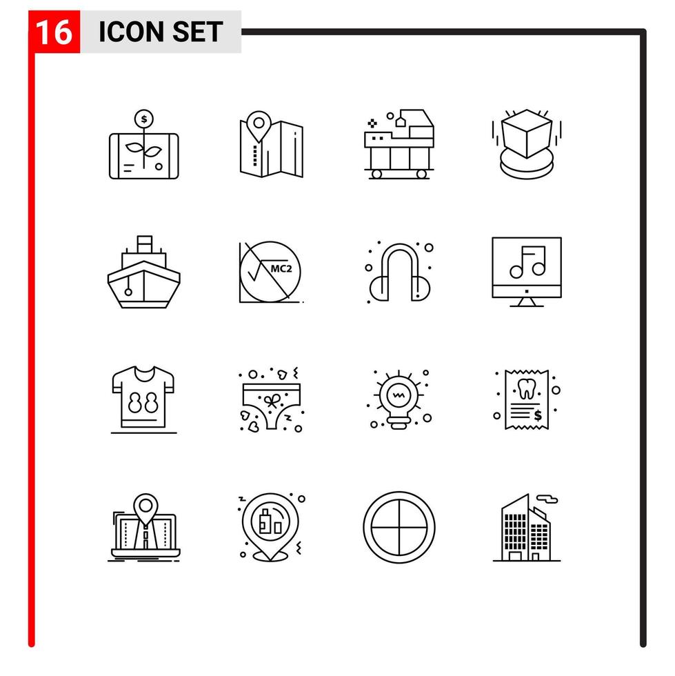 16 creativo icone moderno segni e simboli di pieno oggetto Hotel cubo trattamento modificabile vettore design elementi