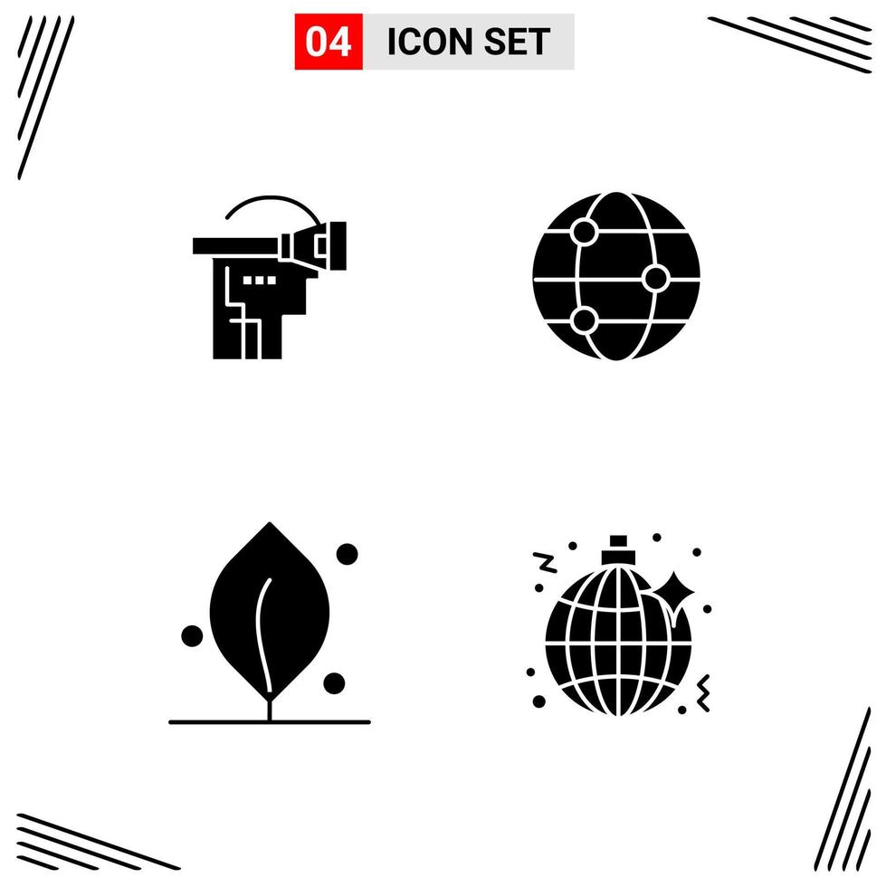 4 icone solido stile griglia basato creativo glifo simboli per sito web design semplice solido icona segni isolato su bianca sfondo 4 icona impostato vettore