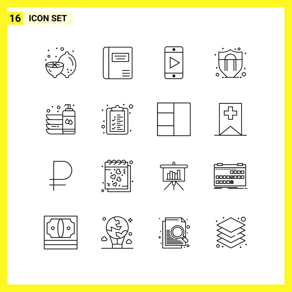 16 icona impostato semplice linea simboli schema cartello su bianca sfondo per sito web design mobile applicazioni e Stampa media vettore