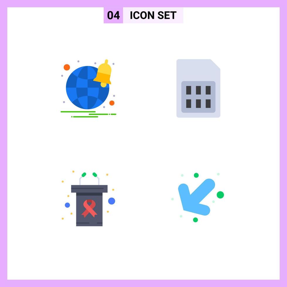 4 piatto icona concetto per siti web mobile e applicazioni del browser presentazione carta sim cancro giorno modificabile vettore design elementi