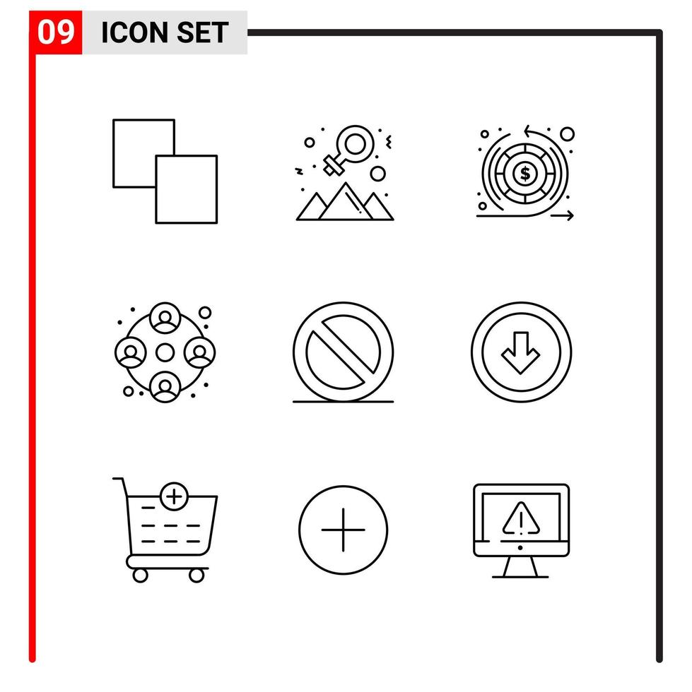 9 generale icone per sito web design Stampa e mobile applicazioni 9 schema simboli segni isolato su bianca sfondo 9 icona imballare vettore