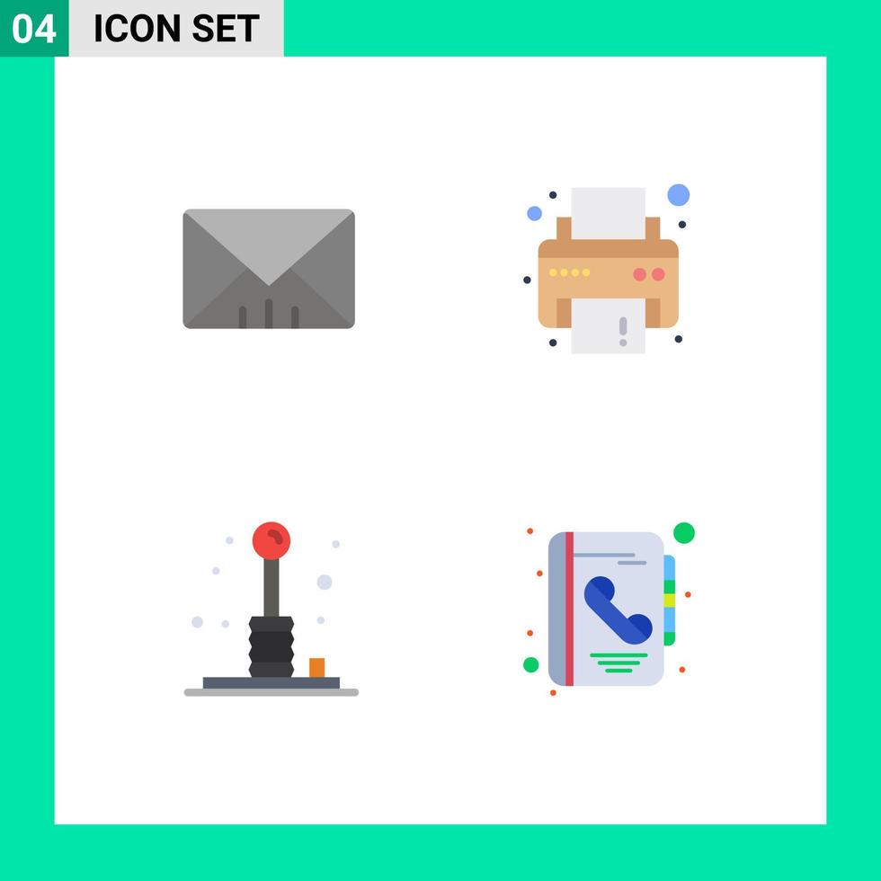 mobile interfaccia piatto icona impostato di 4 pittogrammi di interfaccia giocare dispositivo portico indirizzo modificabile vettore design elementi