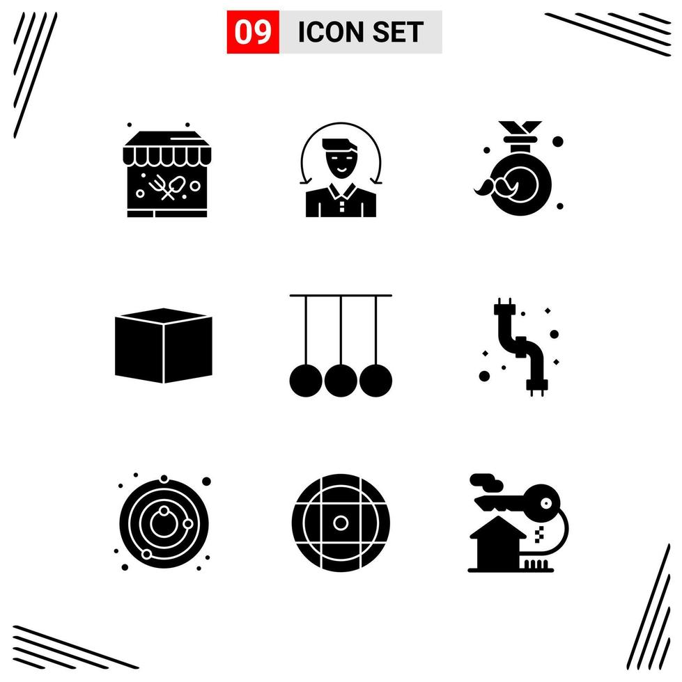 9 icone solido stile griglia basato creativo glifo simboli per sito web design semplice solido icona segni isolato su bianca sfondo 9 icona impostato vettore