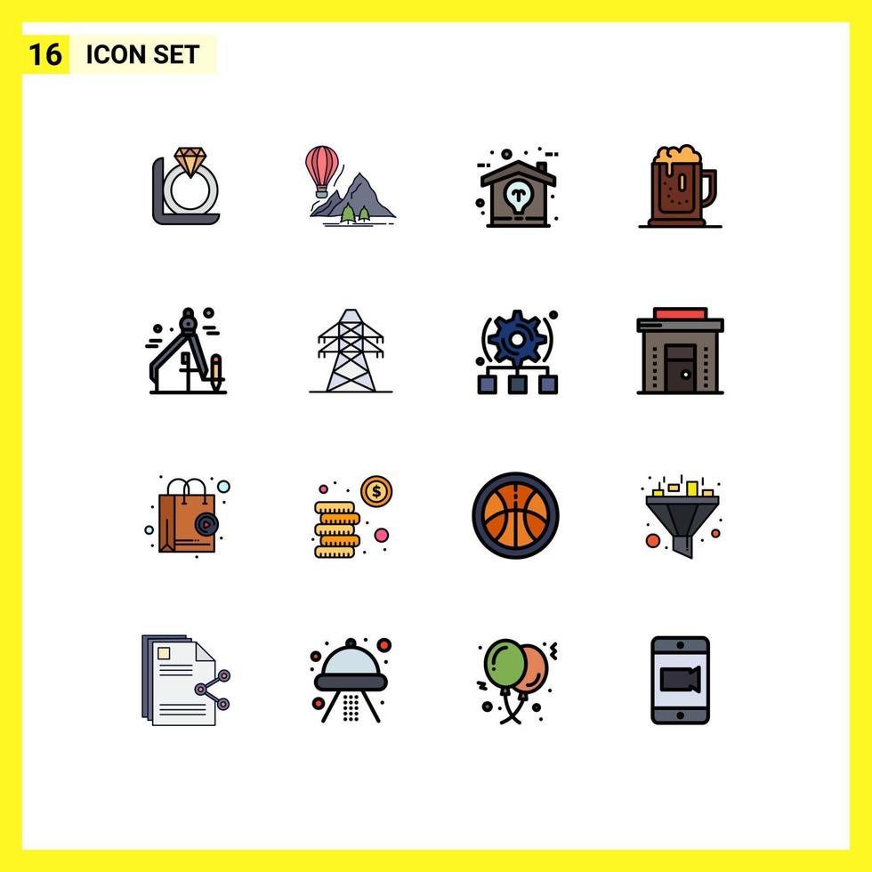 impostato di 16 moderno ui icone simboli segni per vaso celebrare palloncini birra idea modificabile creativo vettore design elementi
