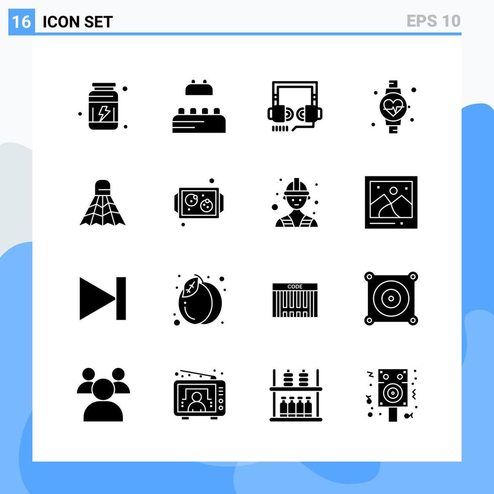 moderno 16 solido stile icone glifo simboli per generale uso creativo solido icona cartello isolato su bianca sfondo 16 icone imballare vettore