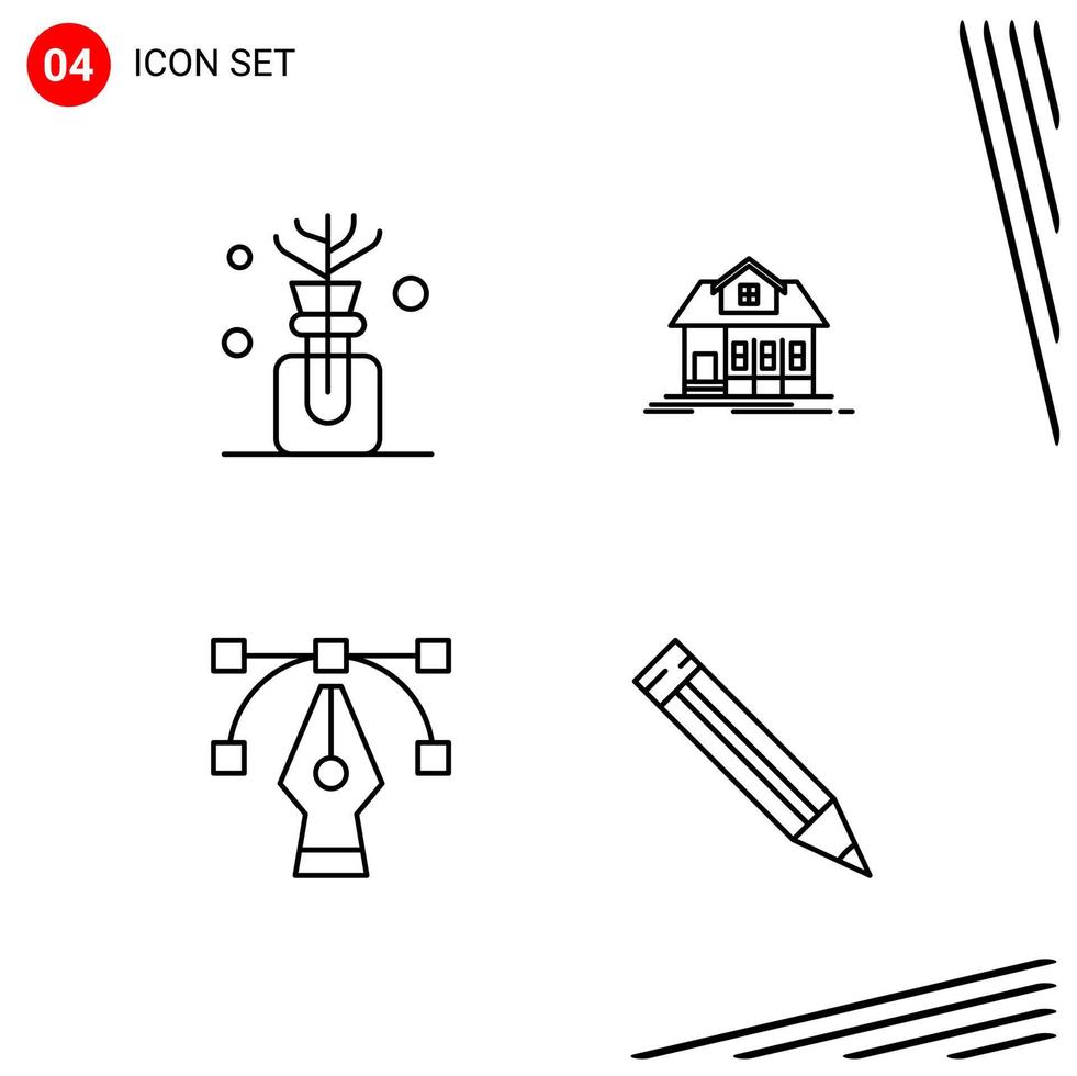 collezione di 4 vettore icone nel linea stile pixel Perfetto schema simboli per ragnatela e mobile linea icona segni su bianca sfondo 4 icone