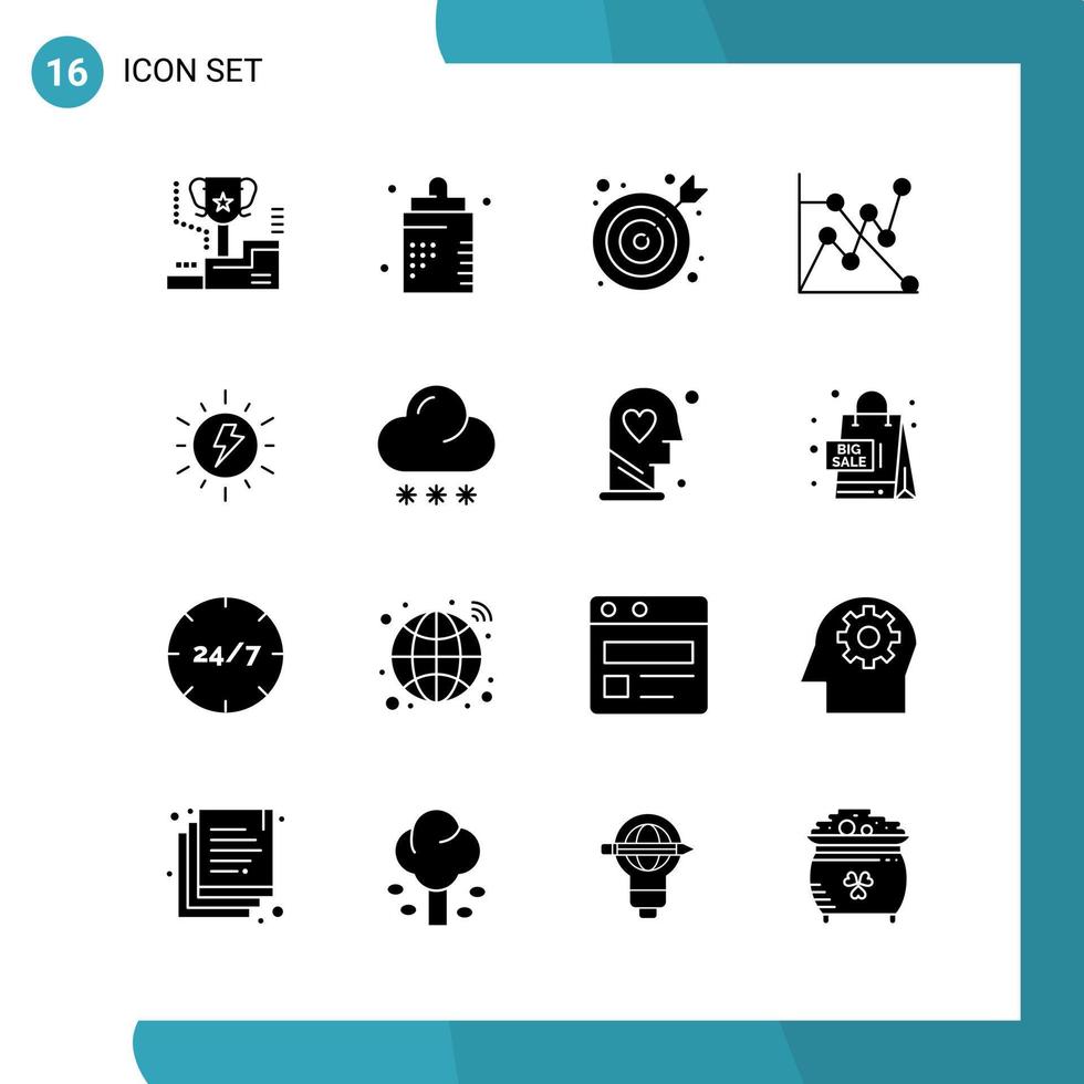 vettore imballare di 16 glifo simboli solido stile icona impostato su bianca sfondo per ragnatela e mobile