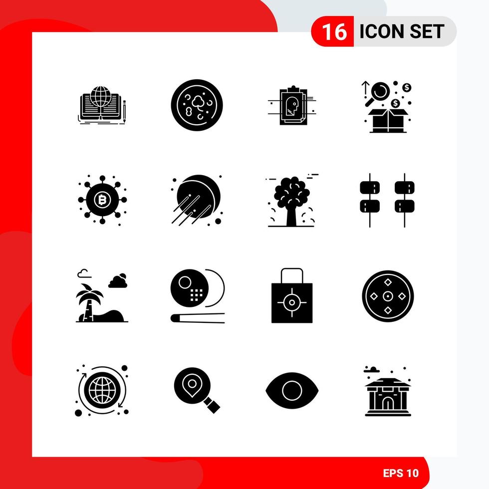 creativo impostato di 16 universale glifo icone isolato su bianca sfondo vettore