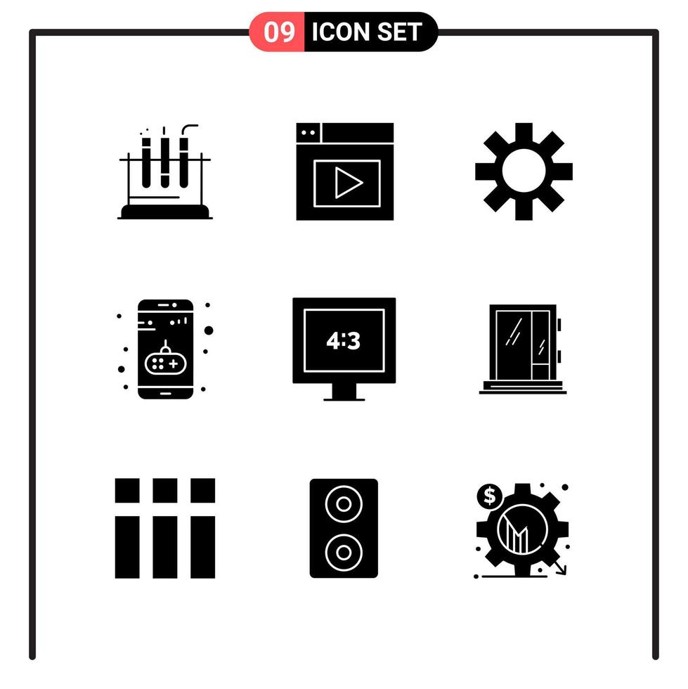 impostato di 9 solido stile icone per ragnatela e mobile glifo simboli per Stampa solido icona segni isolato su bianca sfondo 9 icona impostato vettore