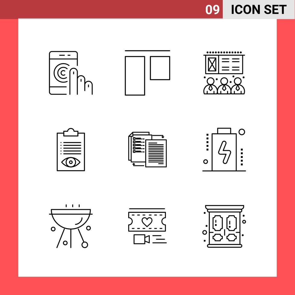 9 icona imballare linea stile schema simboli su bianca sfondo semplice segni per generale progettazione vettore