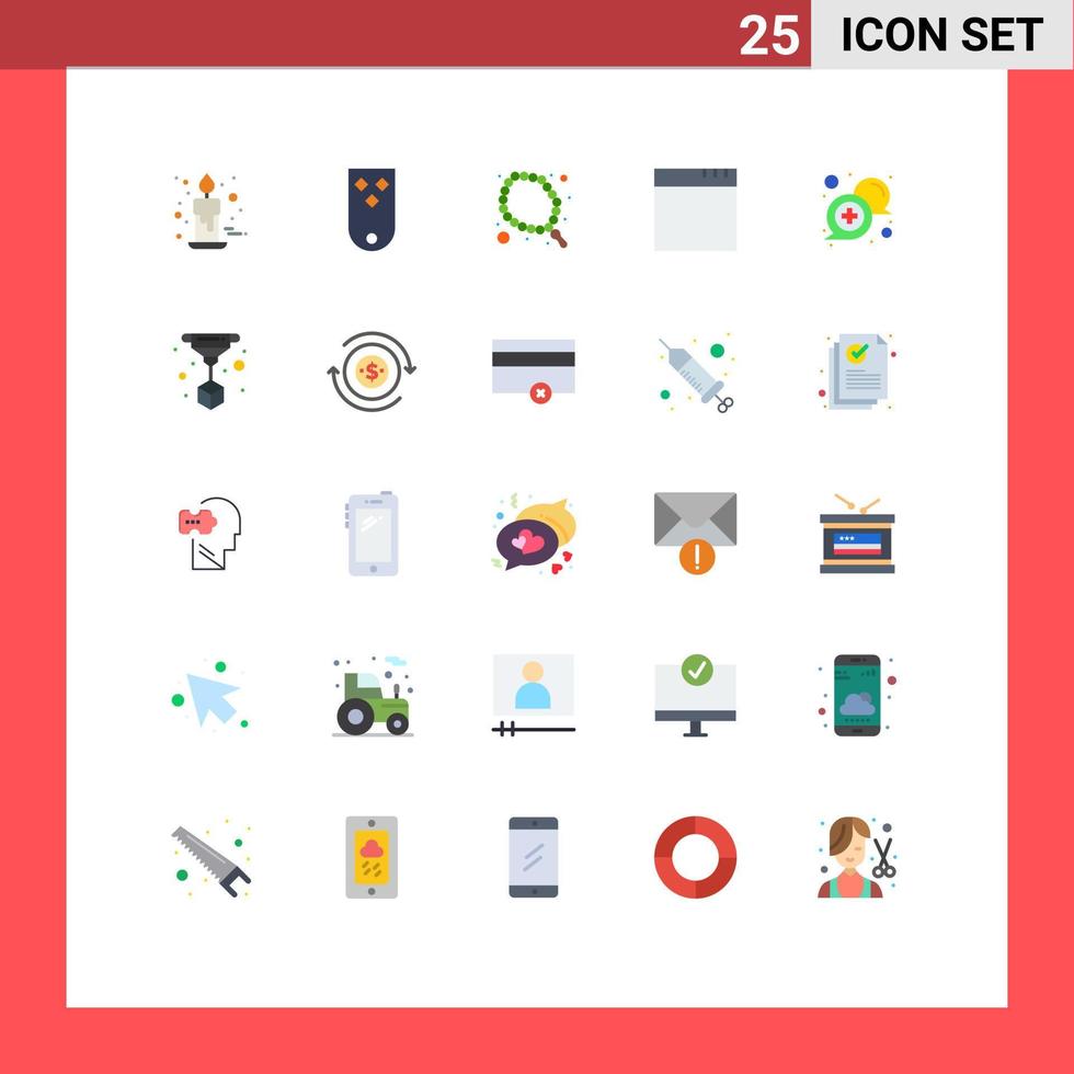 25 universale piatto colore segni simboli di comunicazione finestre rango App religione modificabile vettore design elementi