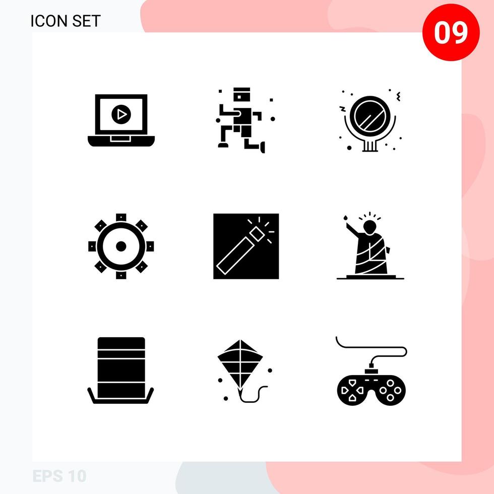 utente interfaccia imballare di 9 di base solido glifi di libertà ritoccare specchio fotografia foto modificabile vettore design elementi