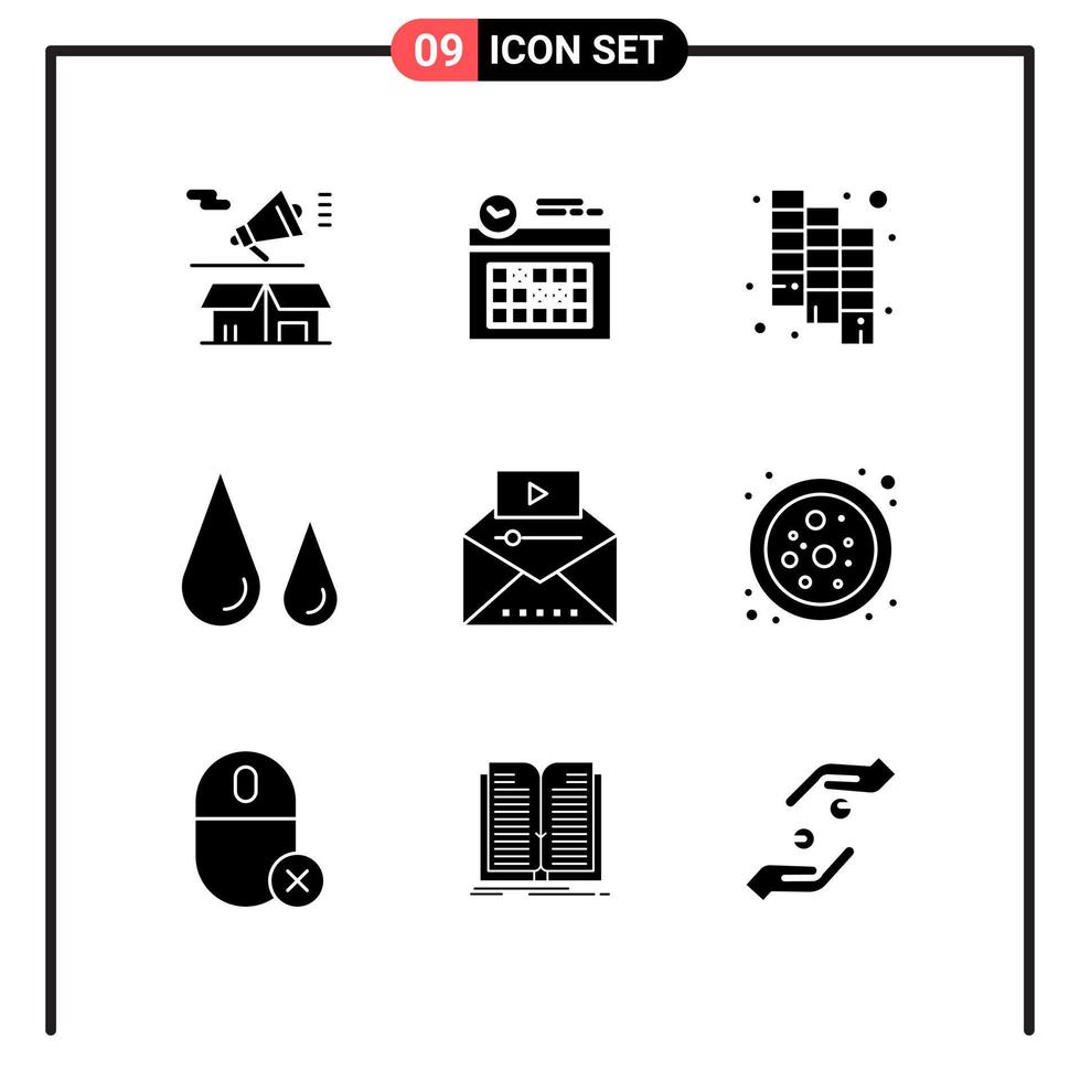 impostato di 9 solido stile icone per ragnatela e mobile glifo simboli per Stampa solido icona segni isolato su bianca sfondo 9 icona impostato vettore