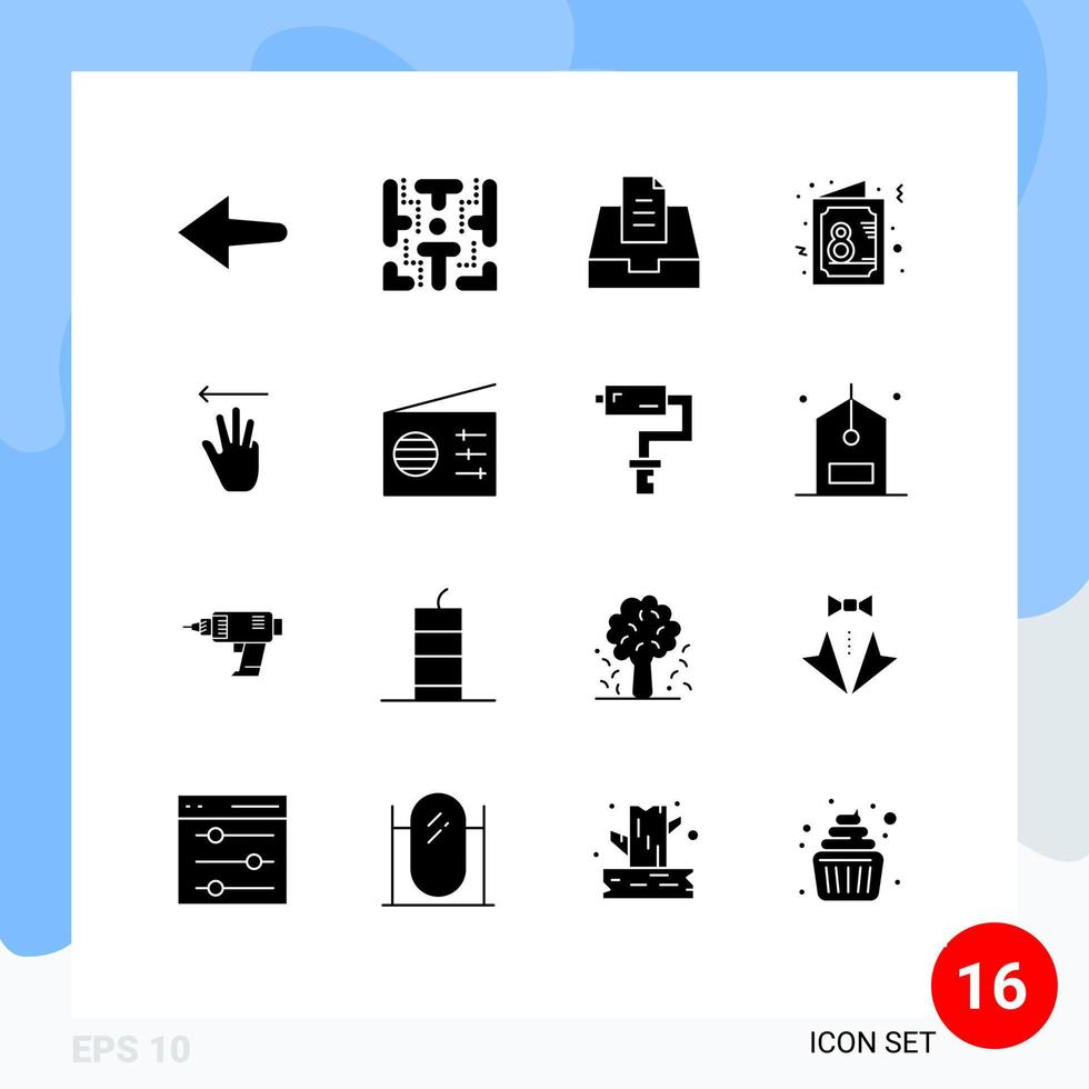 16 creativo icone moderno segni e simboli di sinistra mano cursore cassetta postale mano invitare modificabile vettore design elementi