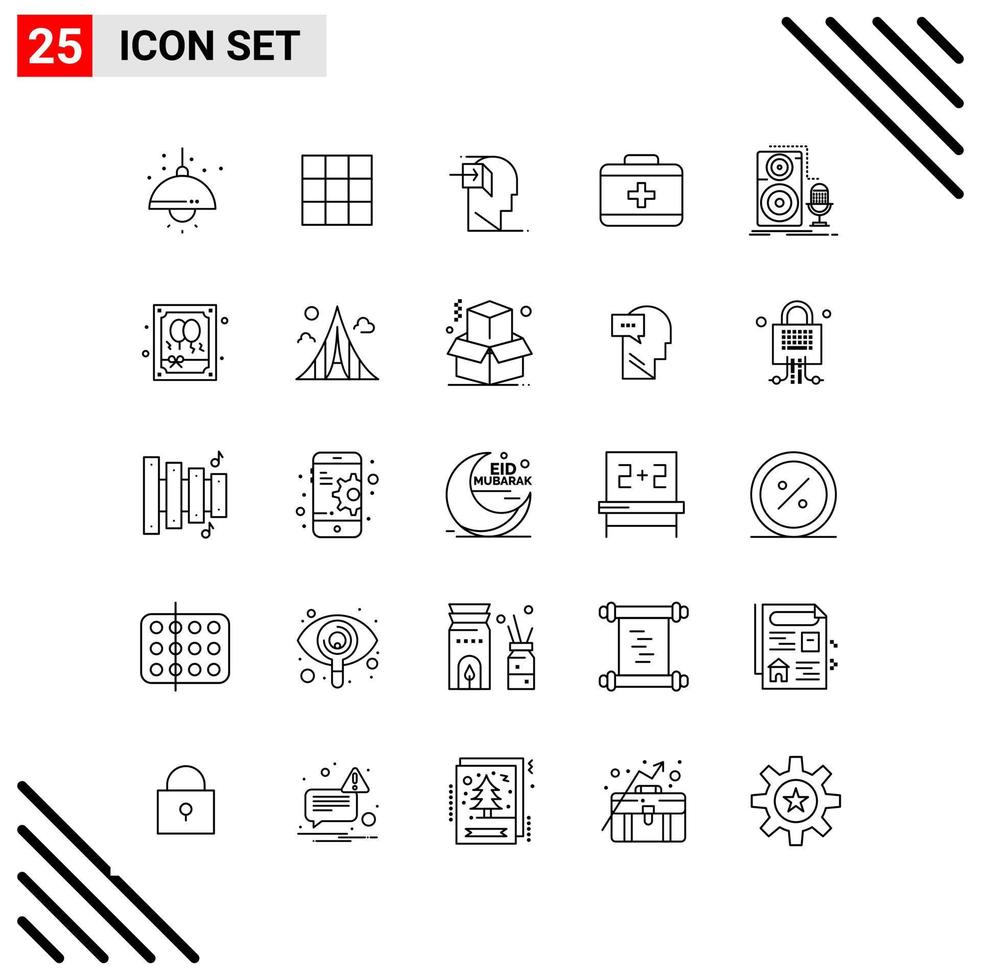 pixel Perfetto impostato di 25 linea icone schema icona impostato per web progettazione e mobile applicazioni interfaccia vettore