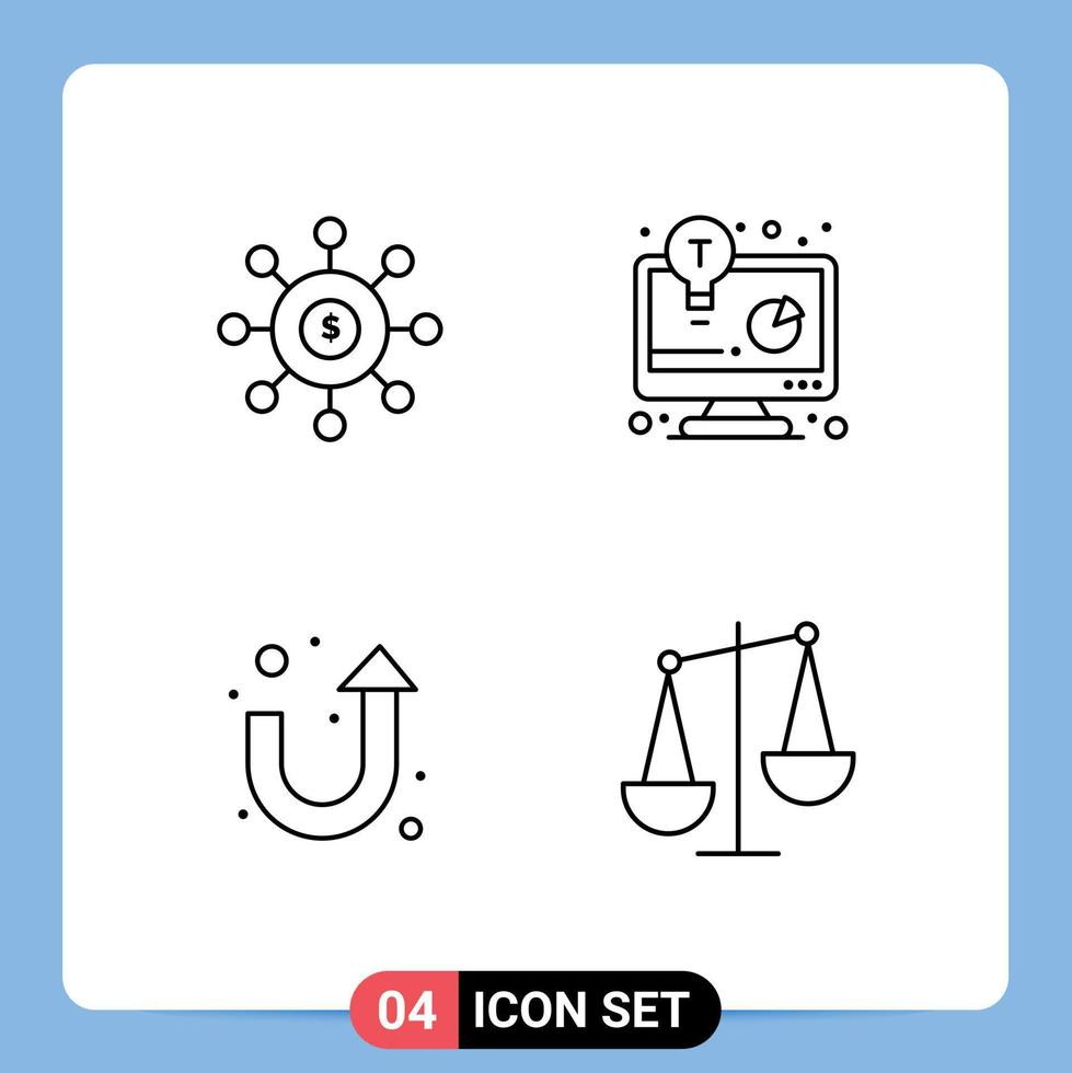 4 creativo icone moderno segni e simboli di dollaro freccia semina attività commerciale idea u girare modificabile vettore design elementi