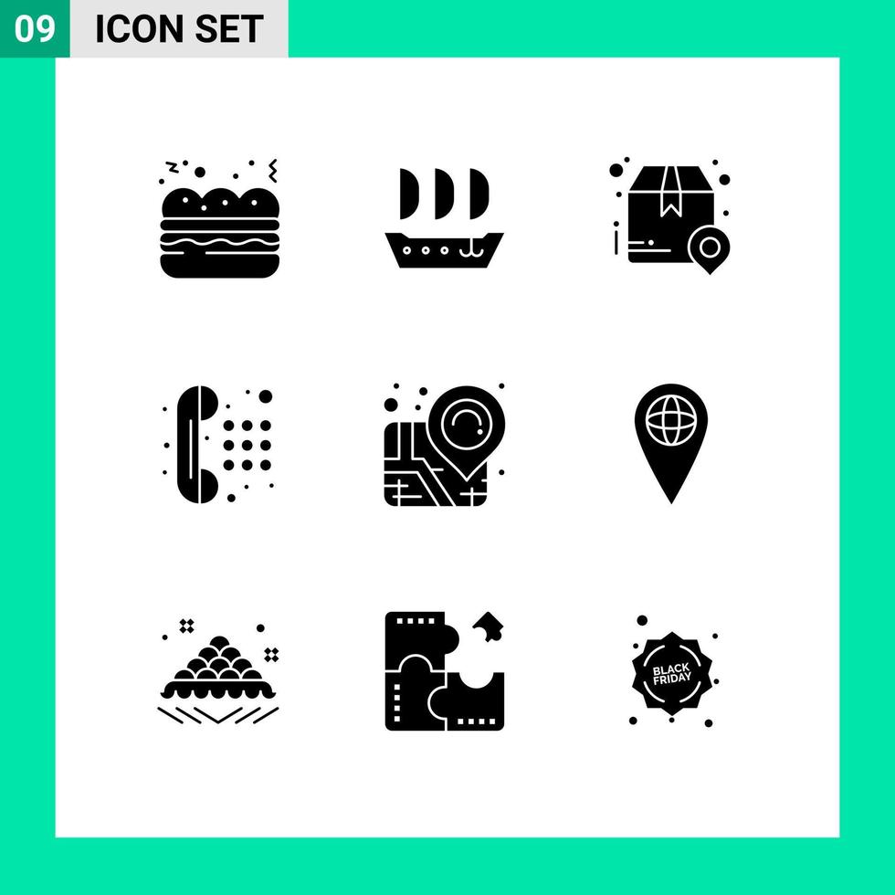 9 creativo icone moderno segni e simboli di perno Posizione pacchetto comporre tampone Telefono modificabile vettore design elementi