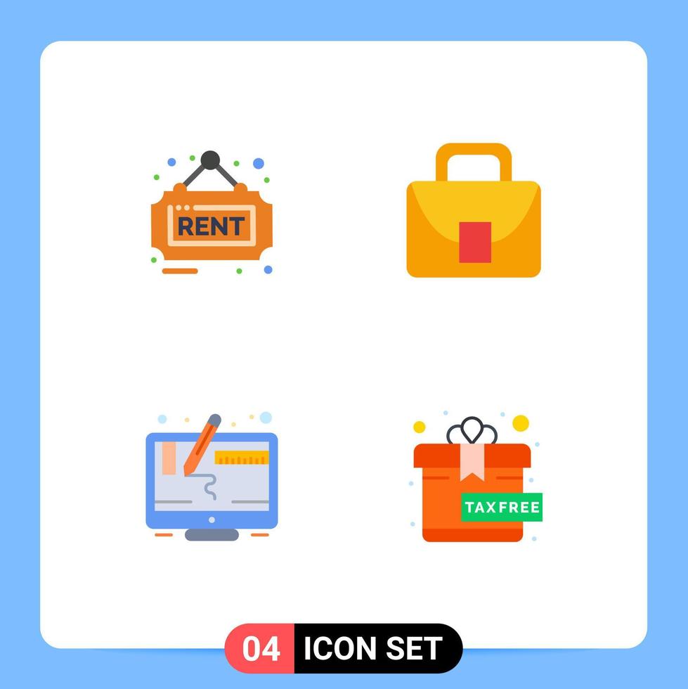 gruppo di 4 piatto icone segni e simboli per tenuta design cartello logistica schermo modificabile vettore design elementi