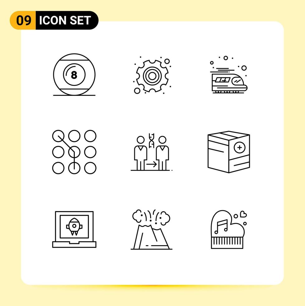 mobile interfaccia schema impostato di 9 pittogrammi di dna parola d'ordine lavoro duro e faticoso chiave universale accesso modificabile vettore design elementi