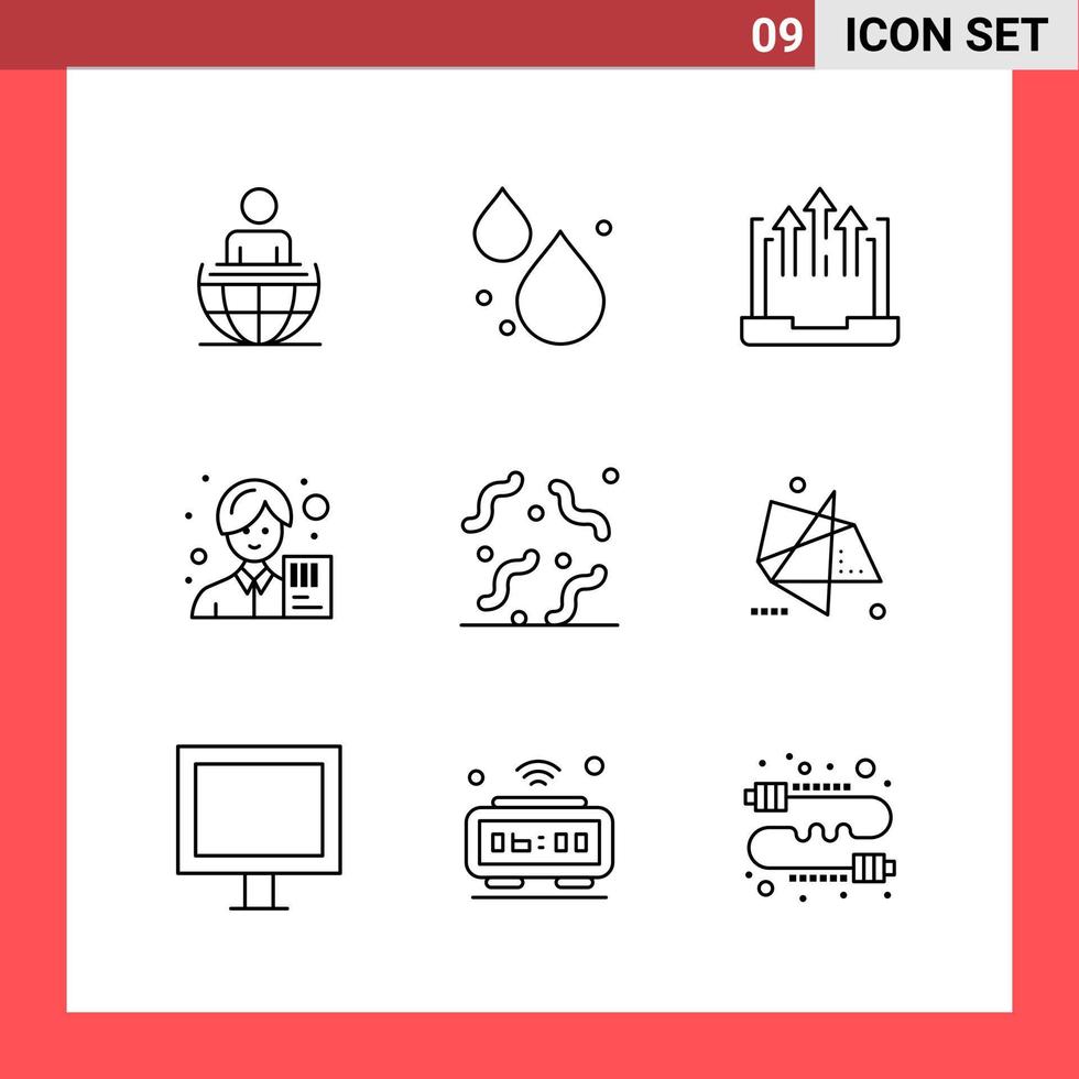9 icona imballare linea stile schema simboli su bianca sfondo semplice segni per generale progettazione vettore