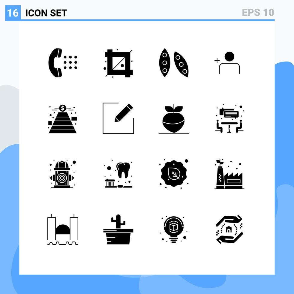 16 tematico vettore solido glifi e modificabile simboli di raccolta fondi imposta fagiolo instagram biologico modificabile vettore design elementi