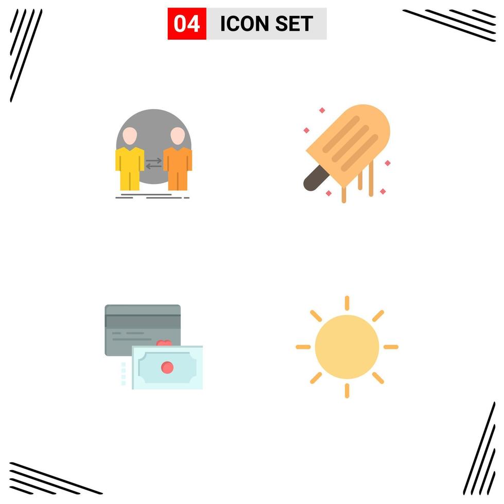 4 piatto icona concetto per siti web mobile e applicazioni uomo carta identità ghiaccio pagamento modificabile vettore design elementi
