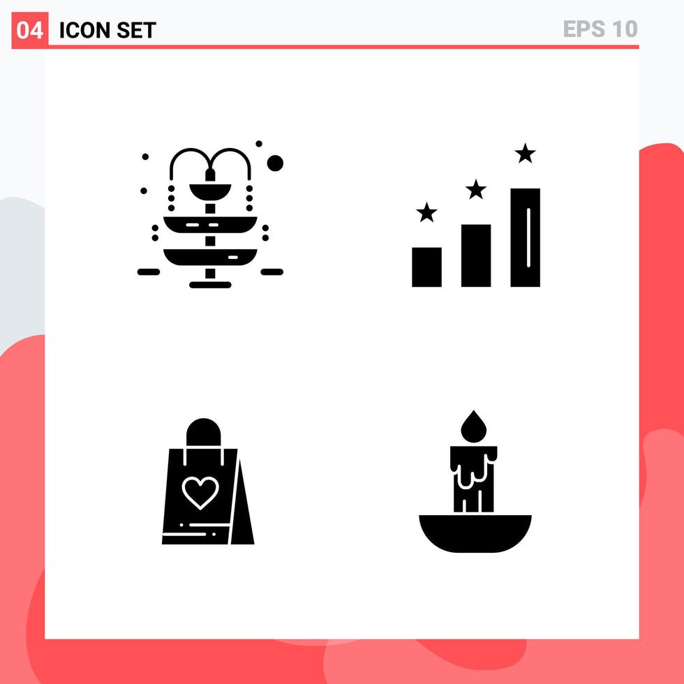 collezione di 4 vettore icone nel solido stile moderno glifo simboli per ragnatela e mobile solido icona cartello isolato su bianca sfondo 4 icone
