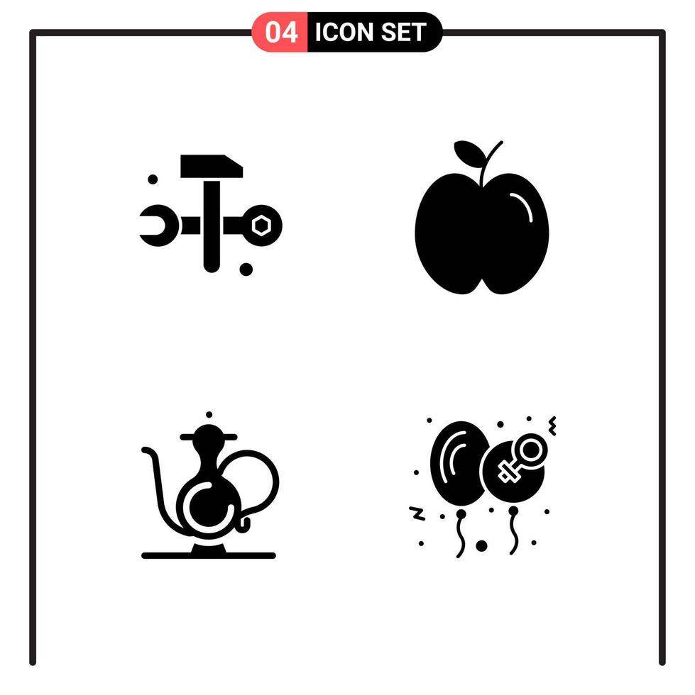 impostato di 4 solido stile icone per ragnatela e mobile glifo simboli per Stampa solido icona segni isolato su bianca sfondo 4 icona impostato vettore
