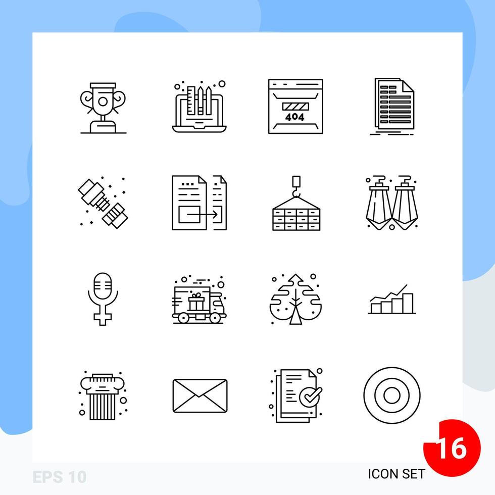 moderno imballare di 16 icone linea schema simboli isolato su bianca backgound per sito web progettazione vettore