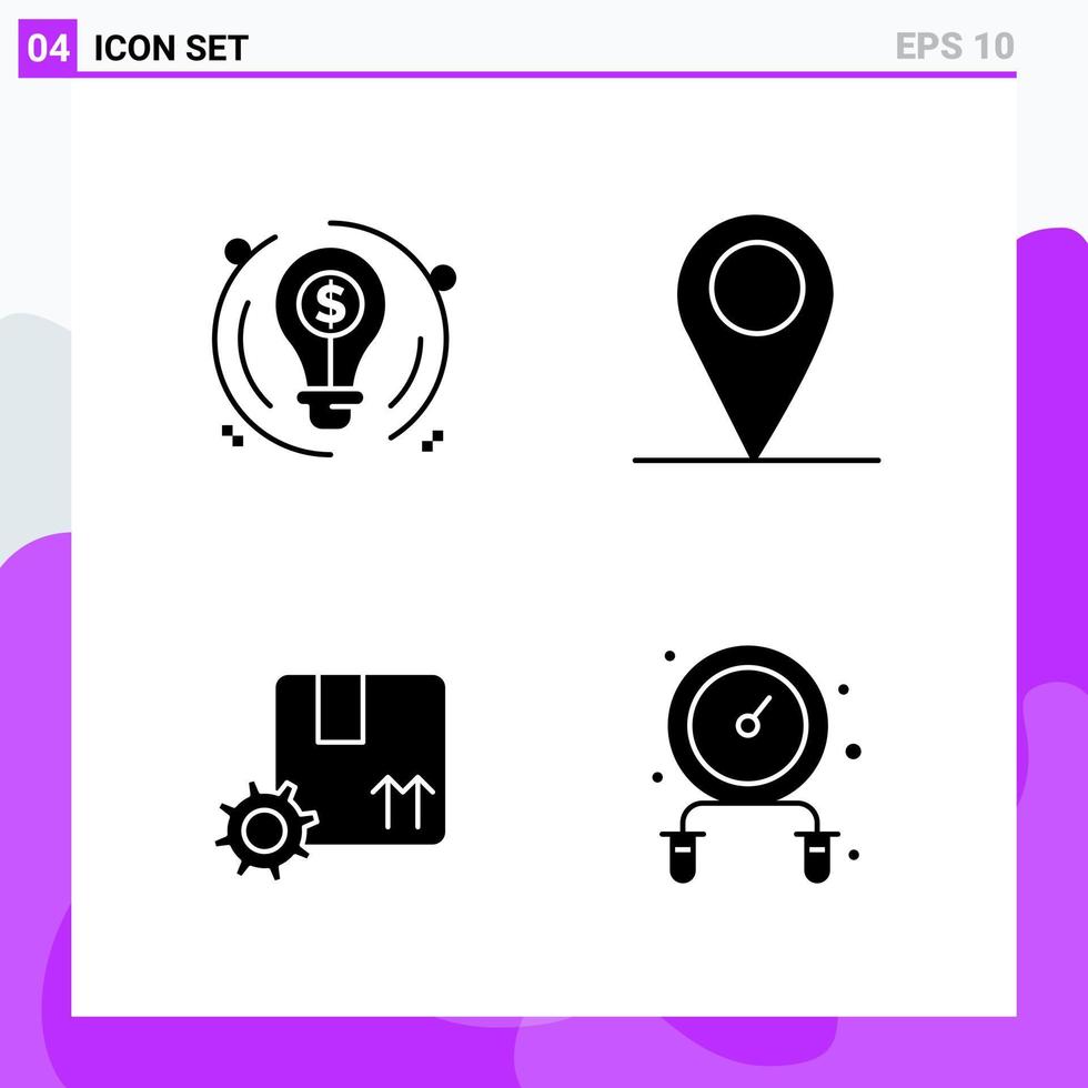 impostato di 4 icone nel solido stile creativo glifo simboli per sito web design e mobile applicazioni semplice solido icona cartello isolato su bianca sfondo 4 icone vettore