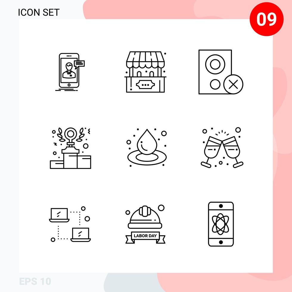 vettore imballare di 9 icone nel linea stile creativo schema imballare isolato su bianca sfondo per ragnatela e mobile