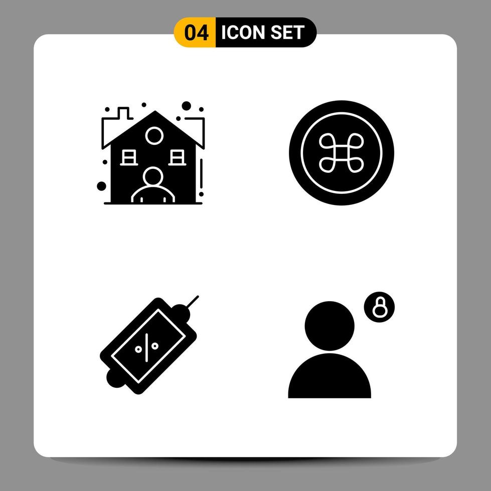 4 nero icona imballare glifo simboli segni per di risposta disegni su bianca sfondo 4 icone impostato vettore