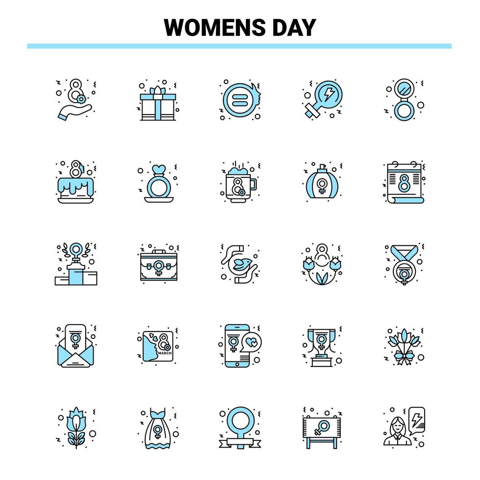 25 Da donna giorno nero e blu icona impostato creativo icona design e logo modello vettore