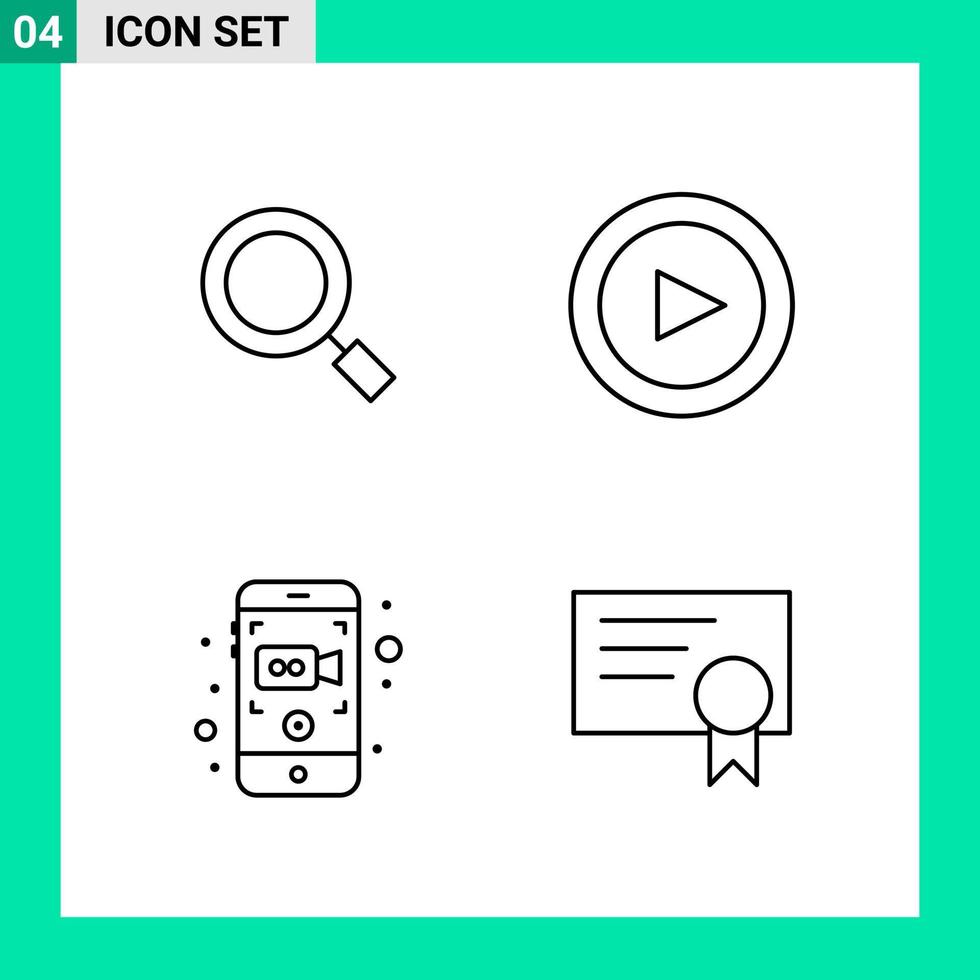 imballare di 4 linea stile icona impostato schema simboli per Stampa creativo segni isolato su bianca sfondo 4 icona impostato vettore