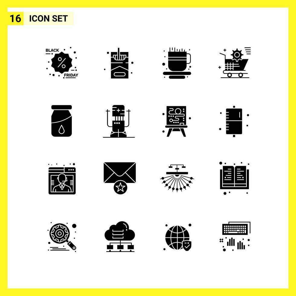 16 icona impostato semplice solido simboli glifo cartello su bianca sfondo per sito web design mobile applicazioni e Stampa media vettore