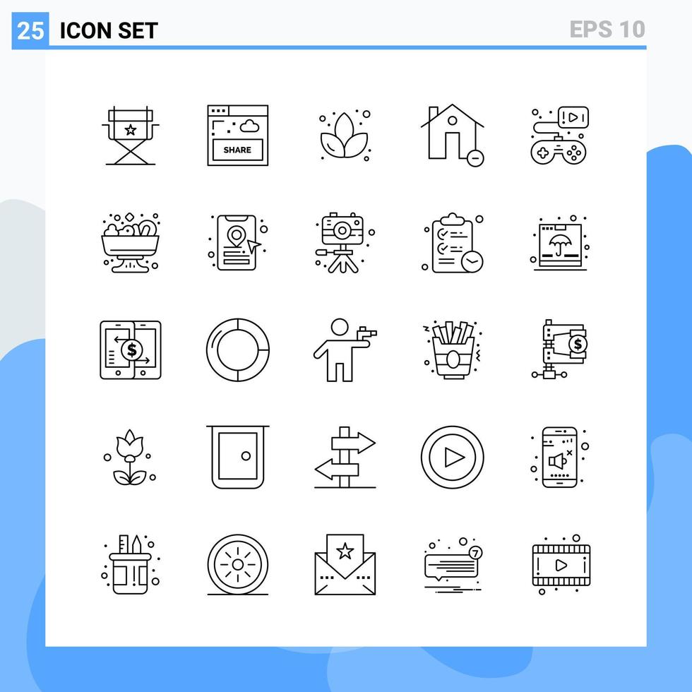 moderno 25 linea stile icone schema simboli per generale uso creativo linea icona cartello isolato su bianca sfondo 25 icone imballare vettore