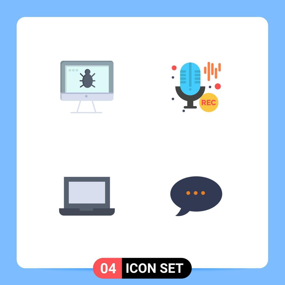4 universale piatto icona segni simboli di tenere sotto controllo il computer portatile sicurezza professionale bolla modificabile vettore design elementi