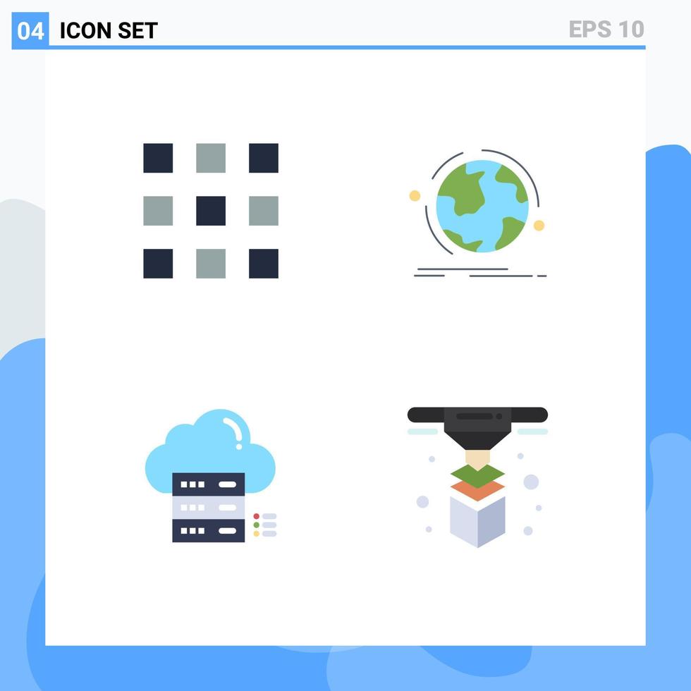 impostato di 4 moderno ui icone simboli segni per griglia dati mondo Rete Condividere modificabile vettore design elementi