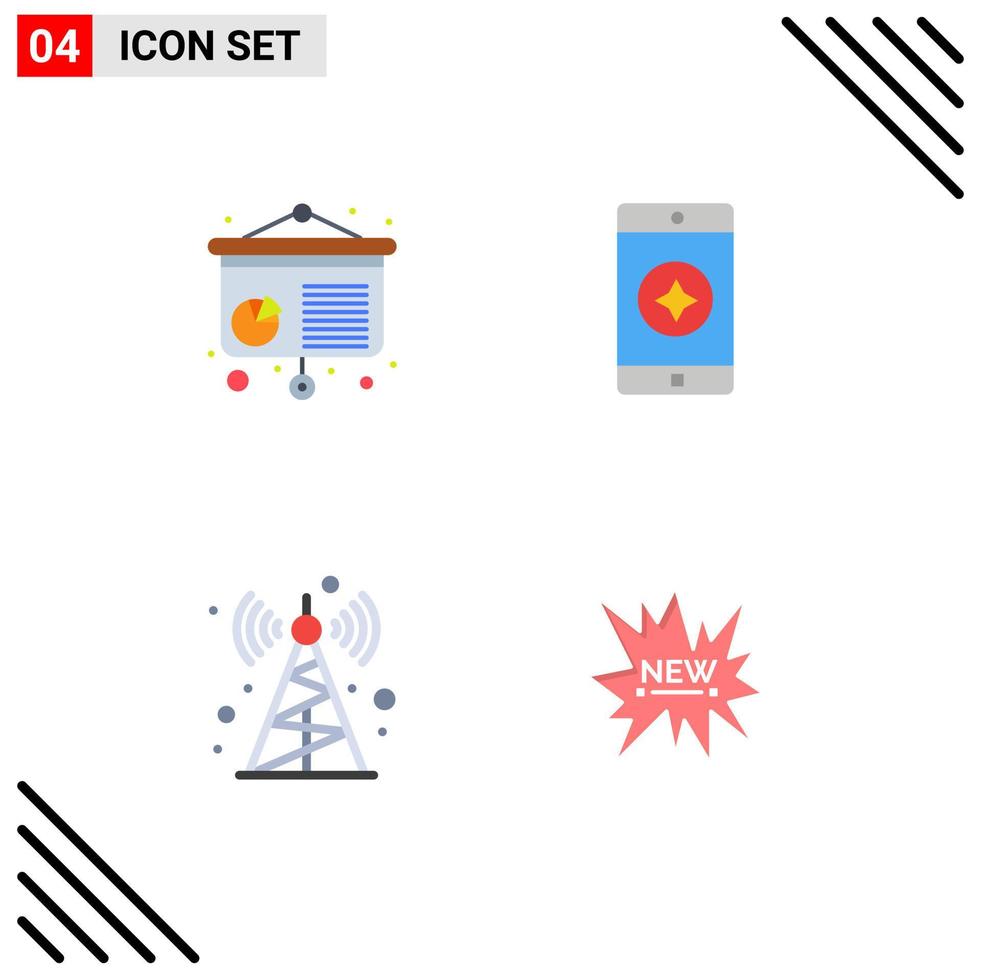 4 piatto icona concetto per siti web mobile e applicazioni grafico e-commerce preferito mobile comunicazione Torre etichetta modificabile vettore design elementi
