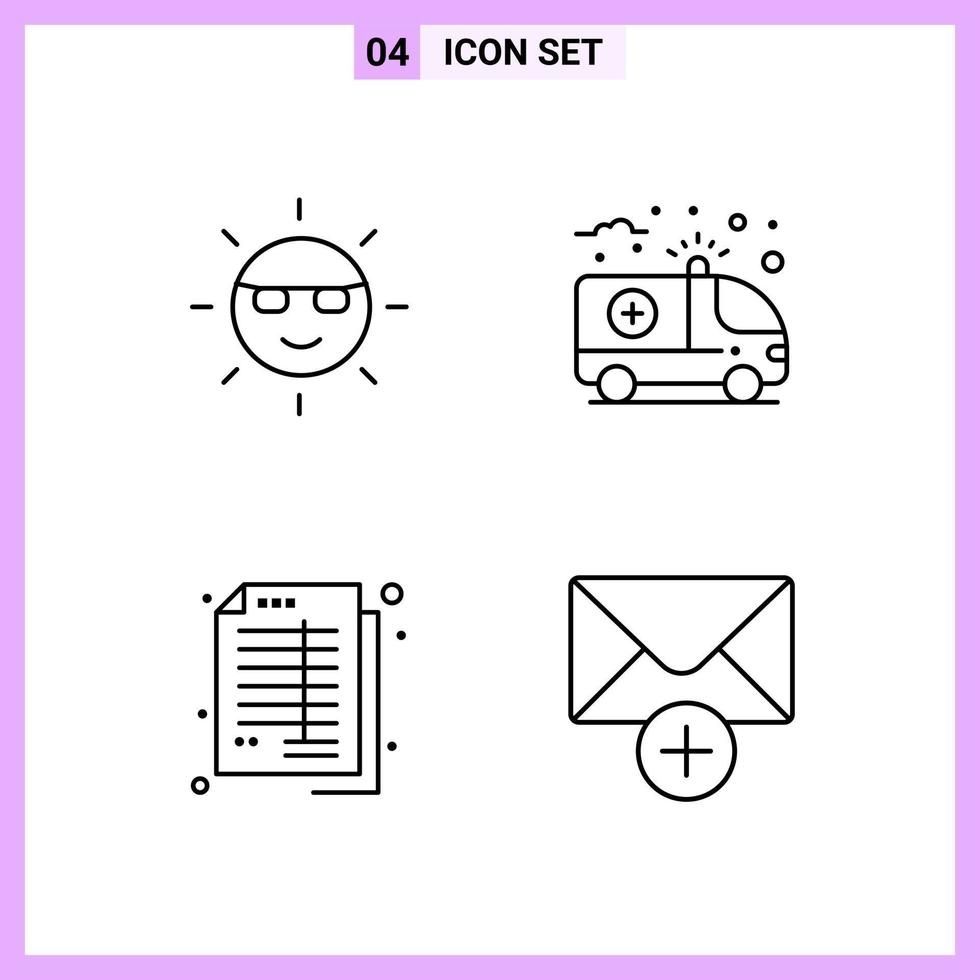 4 icone nel linea stile schema simboli su bianca sfondo creativo vettore segni per ragnatela mobile e Stampa
