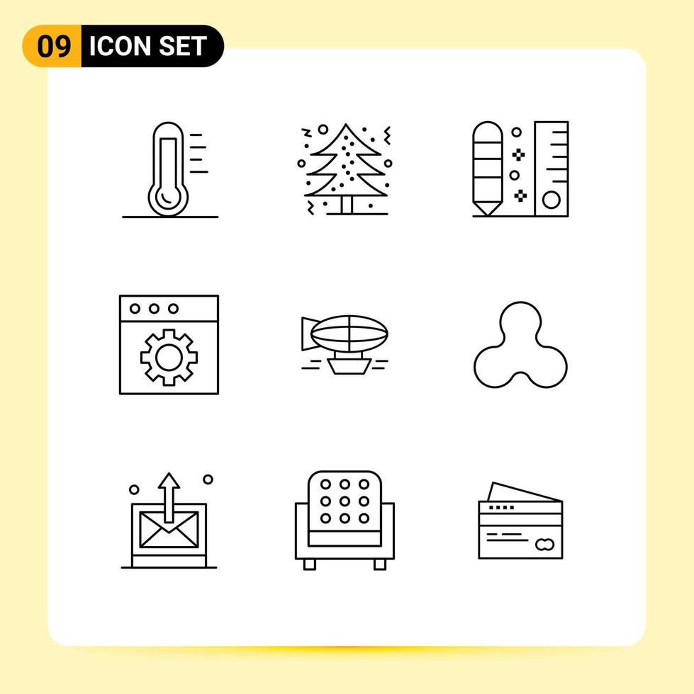 impostato di 9 moderno ui icone simboli segni per aria Mac albero App righello modificabile vettore design elementi