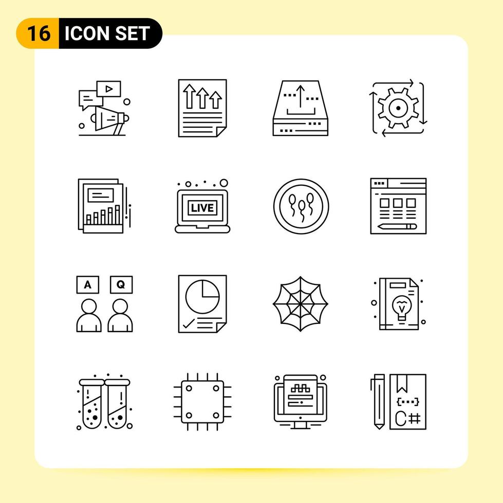 16 creativo icone per moderno sito web design e di risposta mobile applicazioni 16 schema simboli segni su bianca sfondo 16 icona imballare vettore