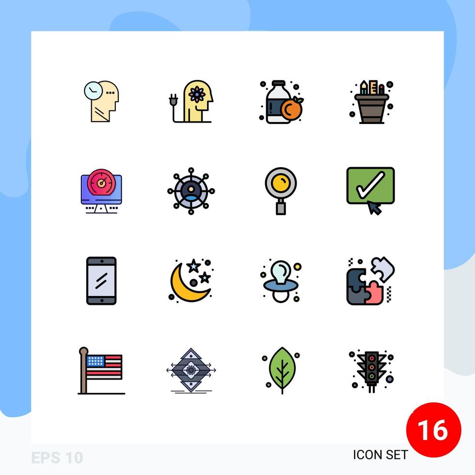 impostato di 16 moderno ui icone simboli segni per bussola matita pentola mente matita attività commerciale modificabile creativo vettore design elementi