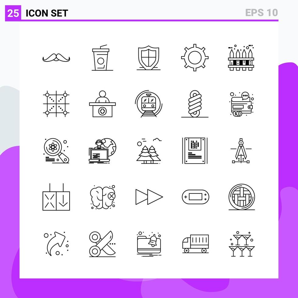 impostato di 25 icone nel linea stile creativo schema simboli per sito web design e mobile applicazioni semplice linea icona cartello isolato su bianca sfondo 25 icone vettore