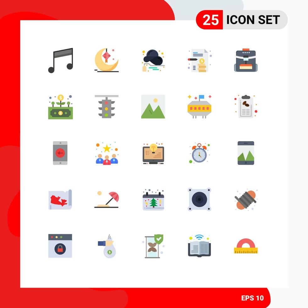 universale icona simboli gruppo di 25 moderno piatto colori di Borsa attività commerciale carta eid attività commerciale vendita modificabile vettore design elementi