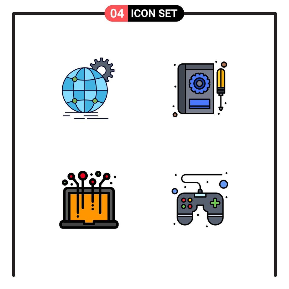 4 creativo icone moderno segni e simboli di internazionale servizio mondo largo auto il computer portatile modificabile vettore design elementi