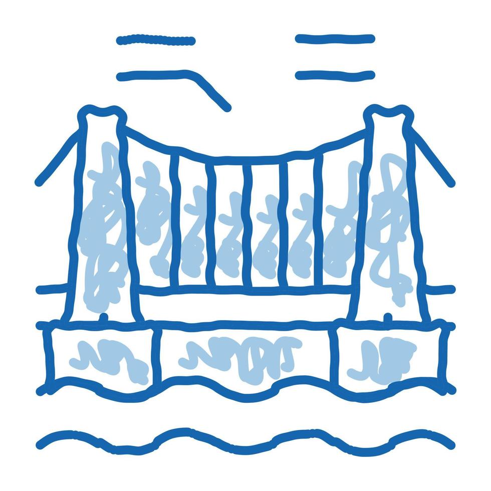 sospensione ponte nel acqua scarabocchio icona mano disegnato illustrazione vettore