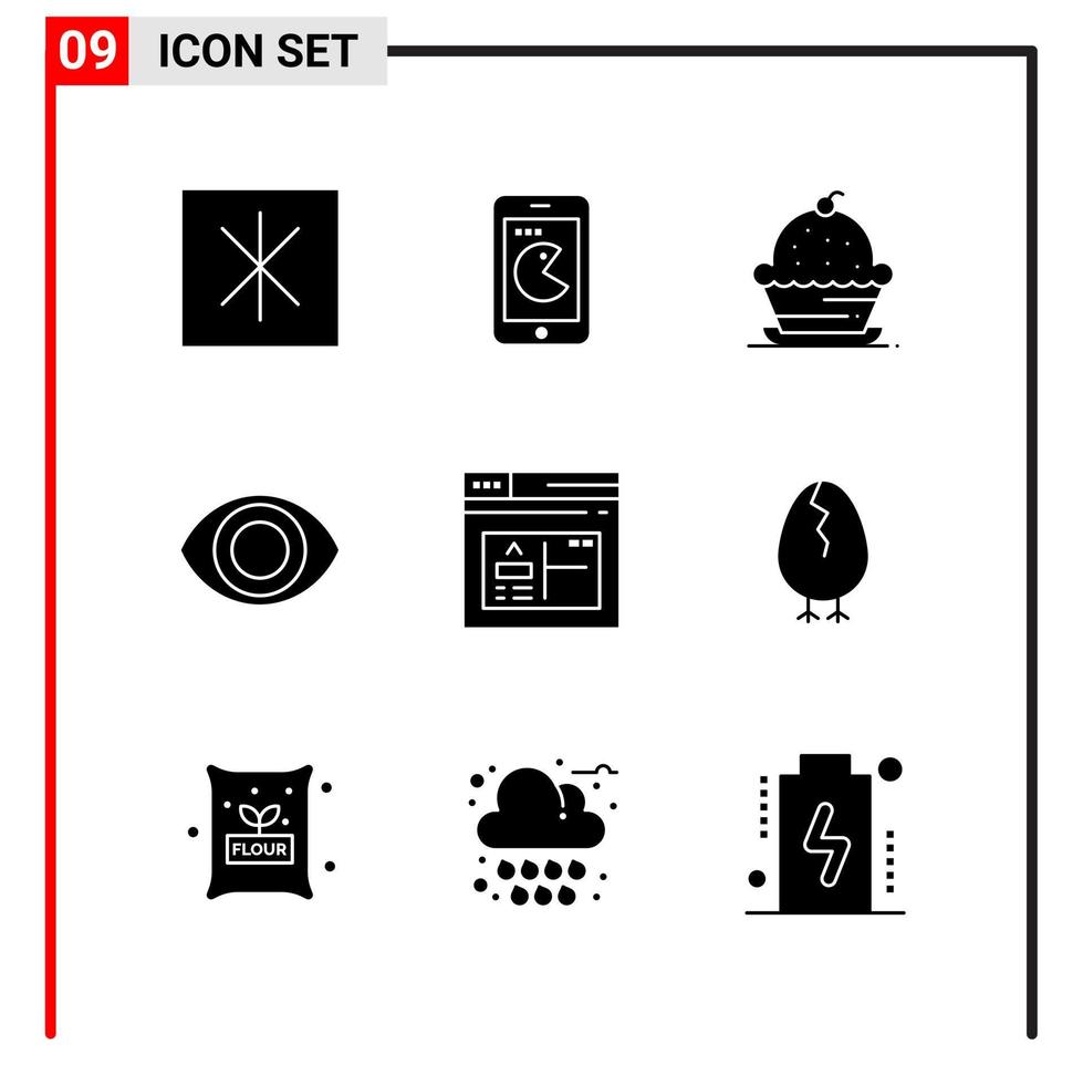 9 generale icone per sito web design Stampa e mobile applicazioni 9 glifo simboli segni isolato su bianca sfondo 9 icona imballare vettore