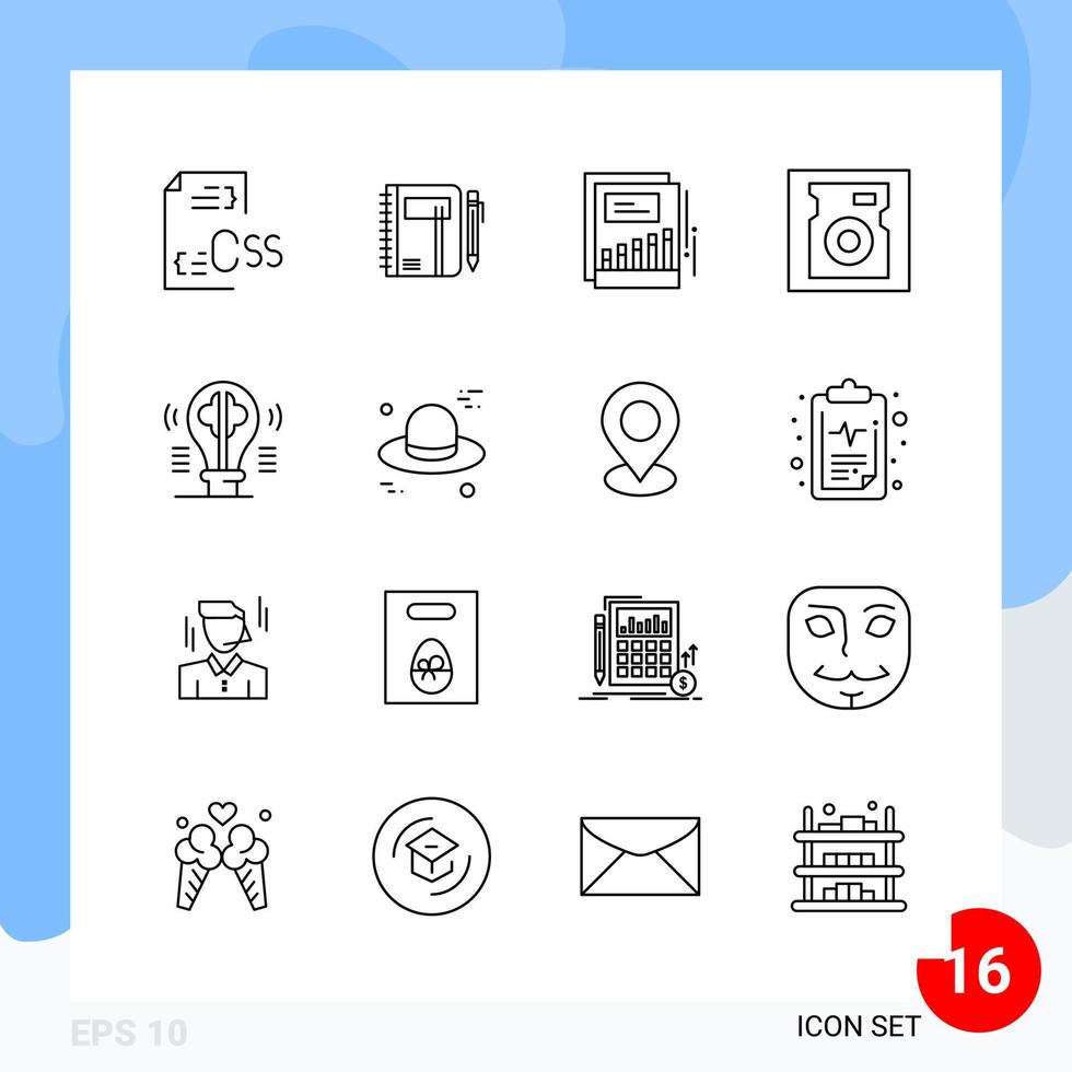 moderno imballare di 16 icone linea schema simboli isolato su bianca backgound per sito web progettazione vettore