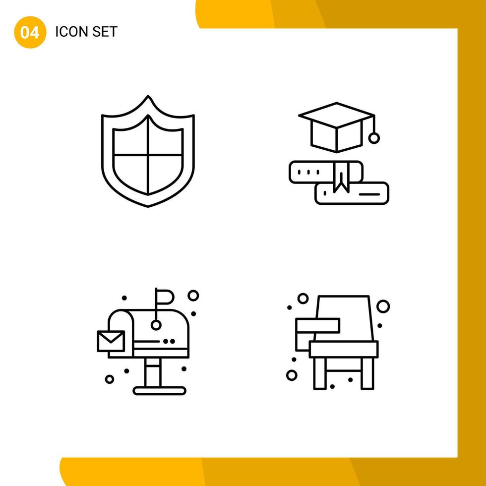 4 icona impostato linea stile icona imballare schema simboli isolato su bianca backgound per di risposta sito web progettazione vettore